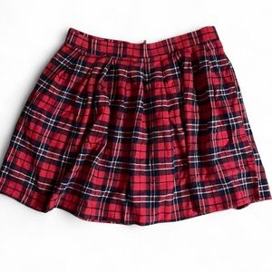 Flare plaid red, black, and white skirt
